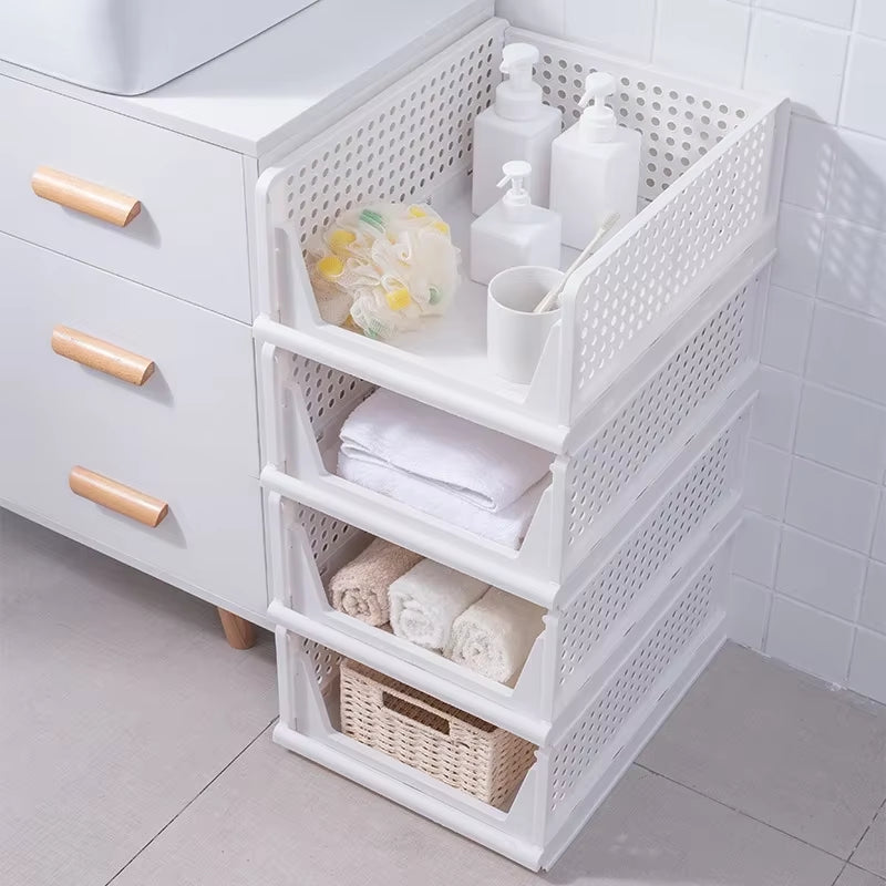 Clothes Storage Drawer High-Capacity Foldable Plastic Storage Box Household Stackable Drawer Organization Household Accessories