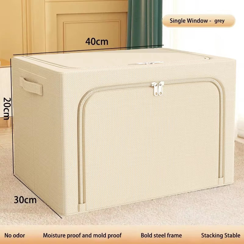 1Pcs Quilt Organizer for Underwear Storage Box Storage and Organization Transparent Clothing Foldable Fabric Steel Frame Home