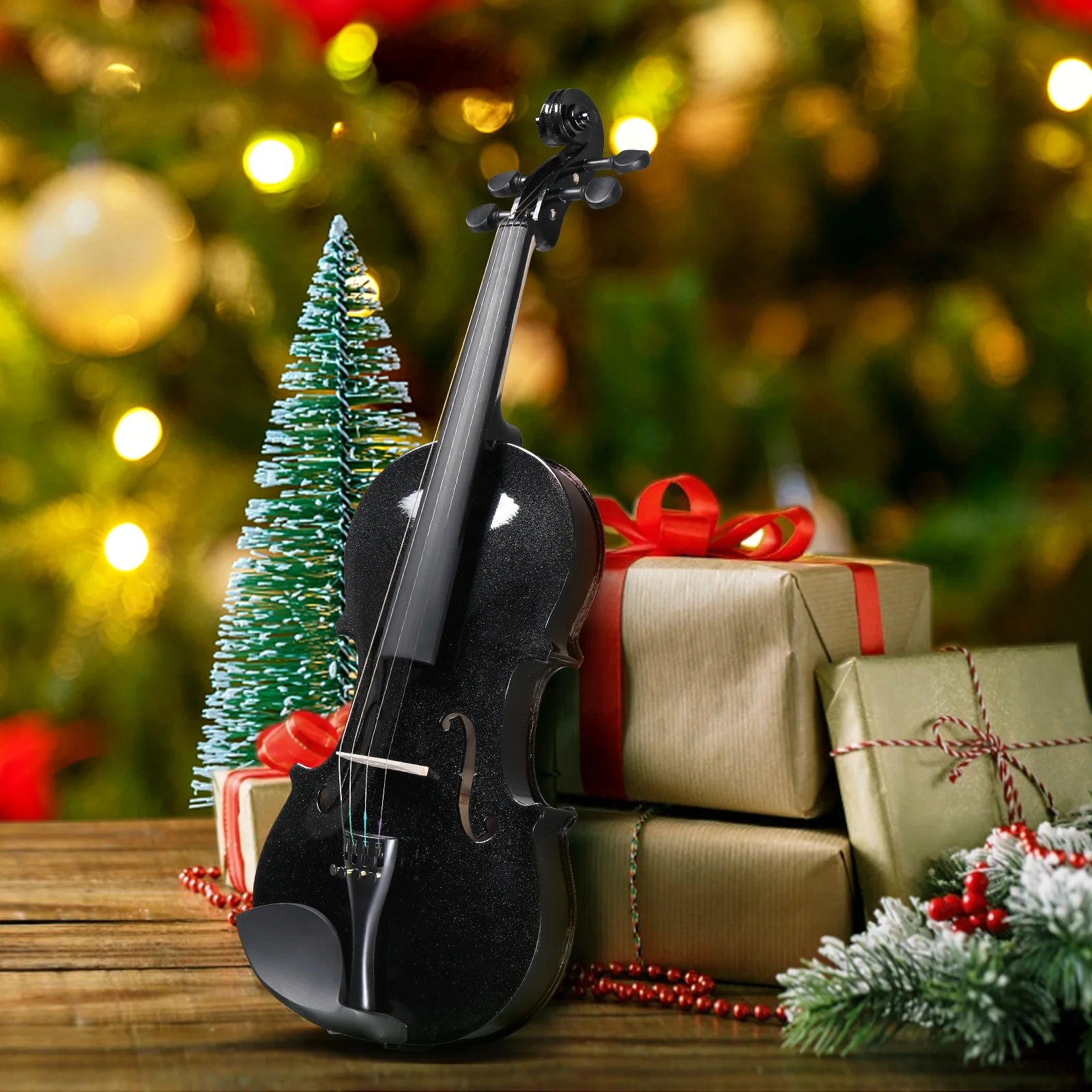 Violin Set Full Size 4/4 for Adults Beginners Students Basswood Black