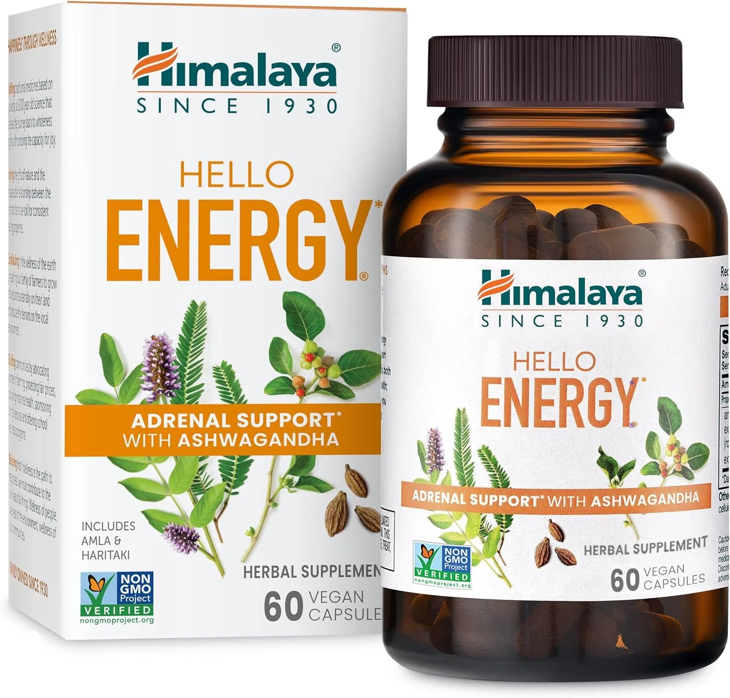 Hello Energy Herbal Supplement with Ashwagandha, Amla, Daily Energy Support, Positivity, Metabolism, 60 Capsules