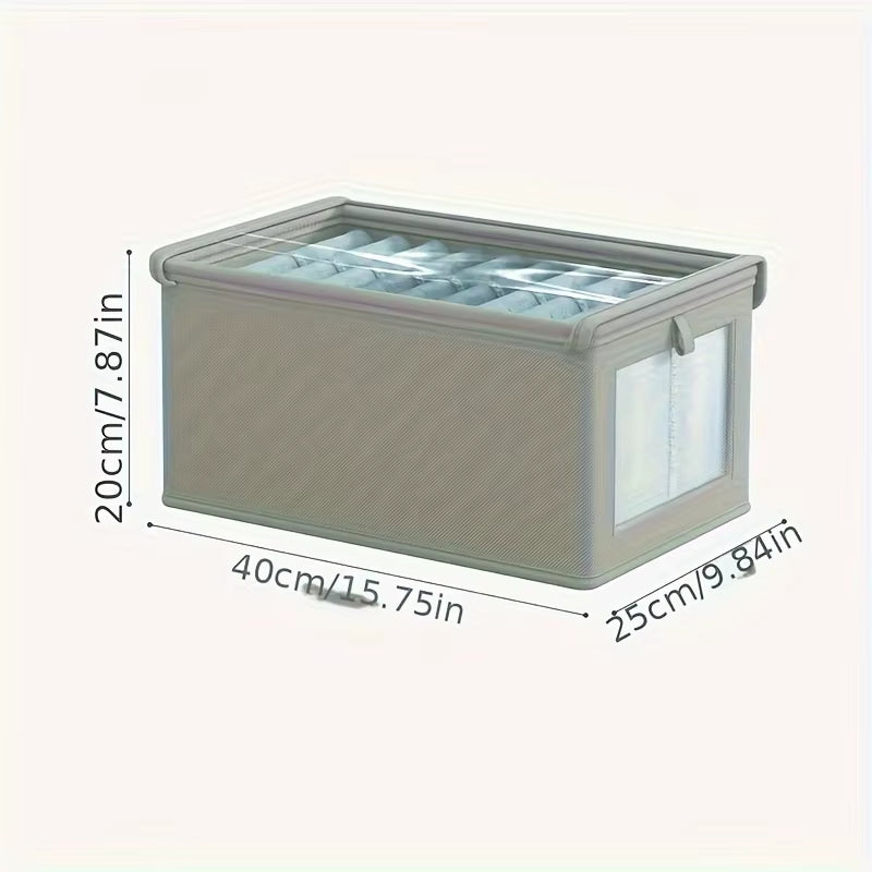 Large Foldable Canvas Storage Box with Clear Window - Organize and Store Clothing Space-Saving Home Closet Organizer