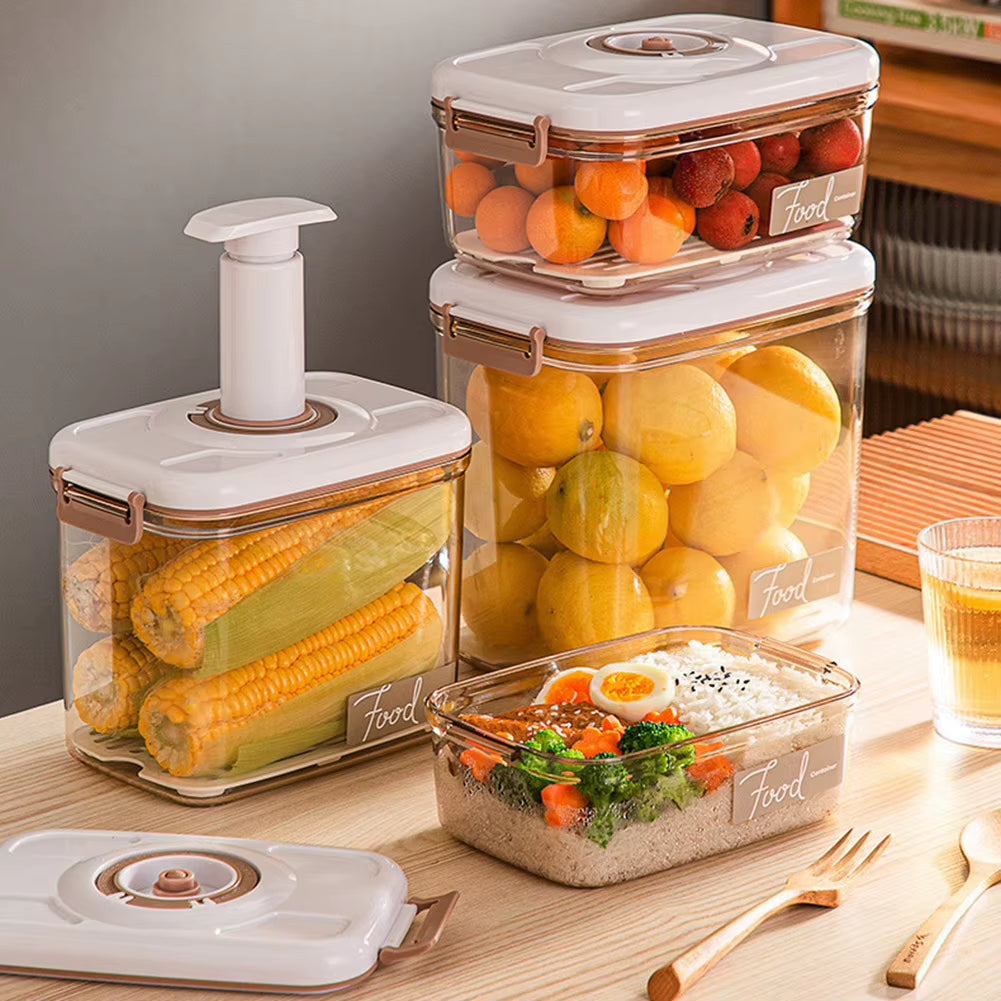 2.7/2.1/1.2L Vacuum Food Storage Box Vacuum Food Container with Time Compass & Air Pump Sealed Food Storage Box for Grains Rice