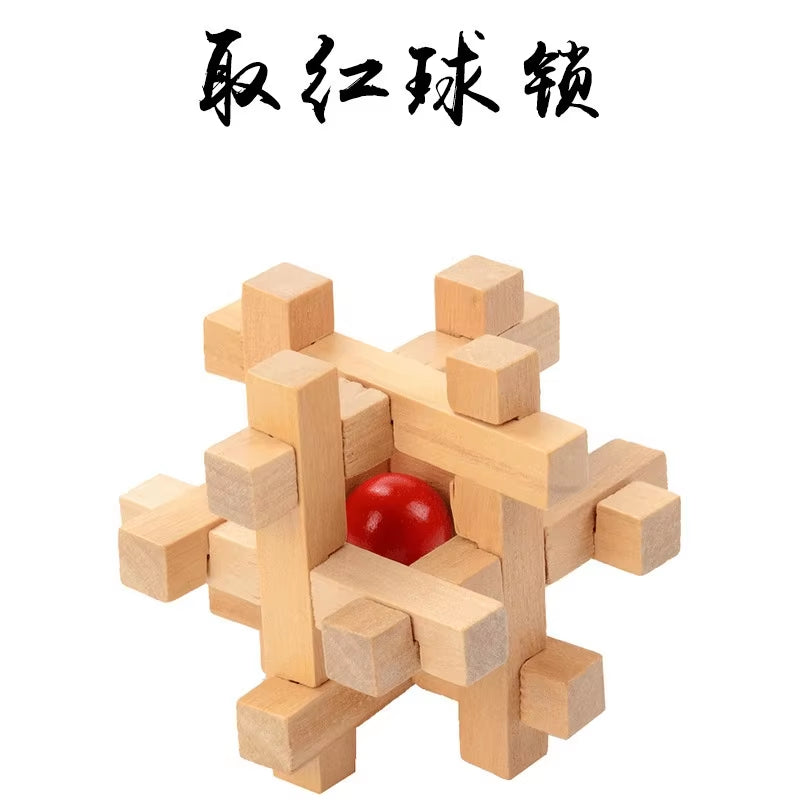 Creative 3D Wooden Cube Puzzle Ming Luban Interlocking Educational Toys for Children Kids Brain Teaser Early Learning Toy Gift
