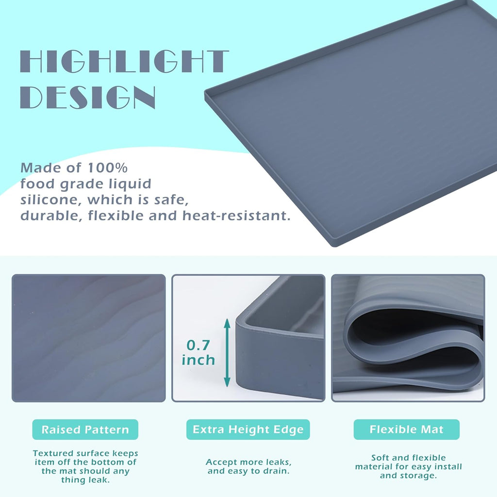 Waterproof Silicone under Sink Mat 55 W X 78 L Cm Shelf Liner for Kitchen and Bathroom, Cabinet and Counter Protector, Storage & Organizers, Litter Mat (Dark Grey)