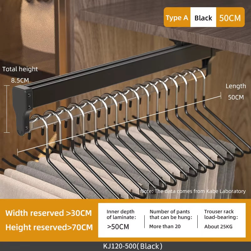 Top Mount Wardrobe Hanger Pulling Out Hangers Extendable Clothes Rail Adjustable Wardrobe Telescopic Rail Rack Trouser Organiser
