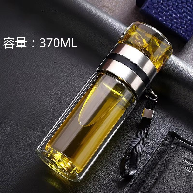 Tea Water Bottle High Borosilicate Glass Double Layer Tea Water Cup Infuser Tumbler Drinkware Water Bottle with Tea Filter