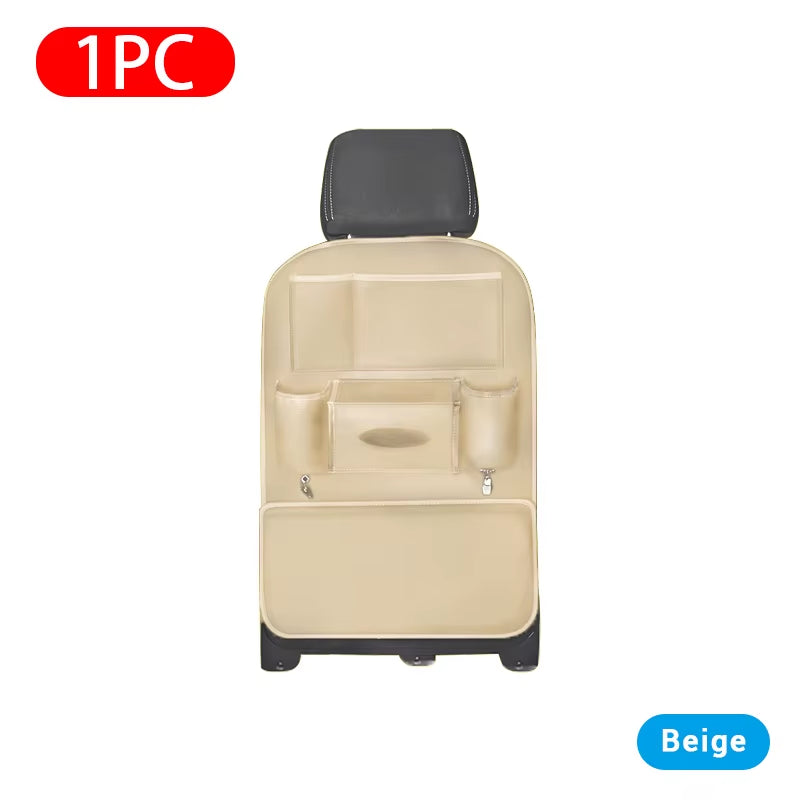 Car Seat Back Organizer PU Leather Backseat Bag Multifunctional Car Storage Organizer with 6-Pocket for Travel Stowing Tidying