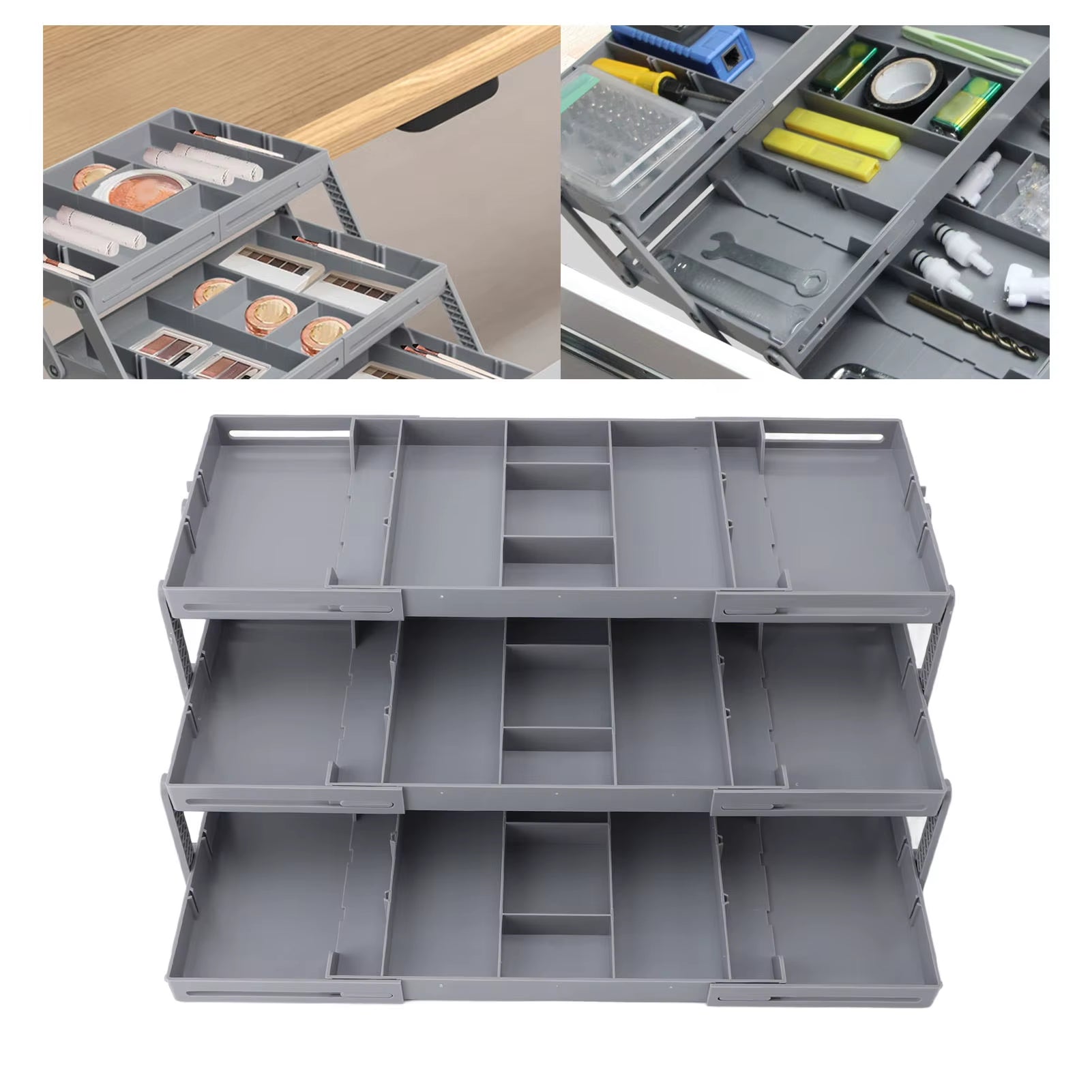 Drawer Organizer Single Row Expandable Folding Jewelry Organizer Tray Earring Storage Display Case for Office Bathroom Kitchen