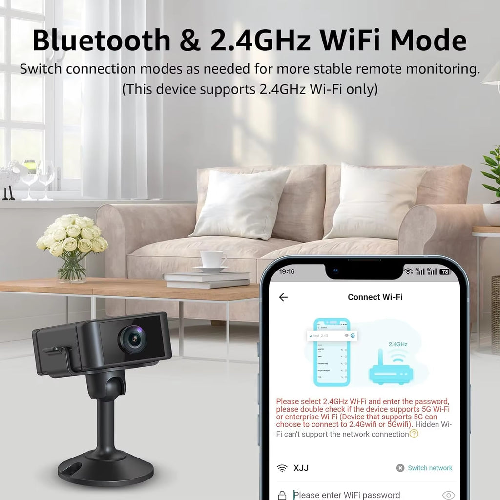 Indoor 4K Security Mini Camera Night Vision 4H Battery Life Motion Detection Alerts Sd/Cloud Storage Phone App Control Baby Cam