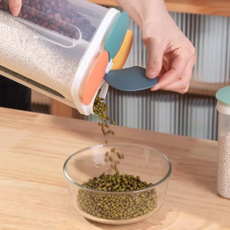 Kitchen Cereals Storage Box Plastic 4 Grids Cereals Sealed Jar Food Container Moisture-Proof Grain Tank Spaghetti Keep Fresh Box