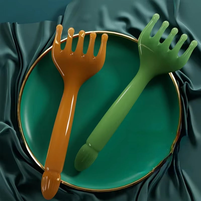 Resin 5-Claw Head Massager for Body Head Massager Scalp Gua Sha for Body Neck Leg Massage Scraping Stick Lymphatic Massage Tools