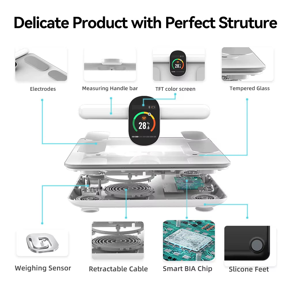 Home Smart Bioimpedance Scale 8 Electrode Body Fat Scale Weight Balance Scale Smart Body Composition Scale