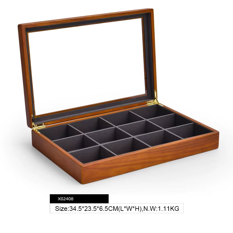Wooden Jewelry Box Retro Jewelry Display Ring Necklace Earring Bracelet Box Multi Jewelry Storage Organizer Display Case