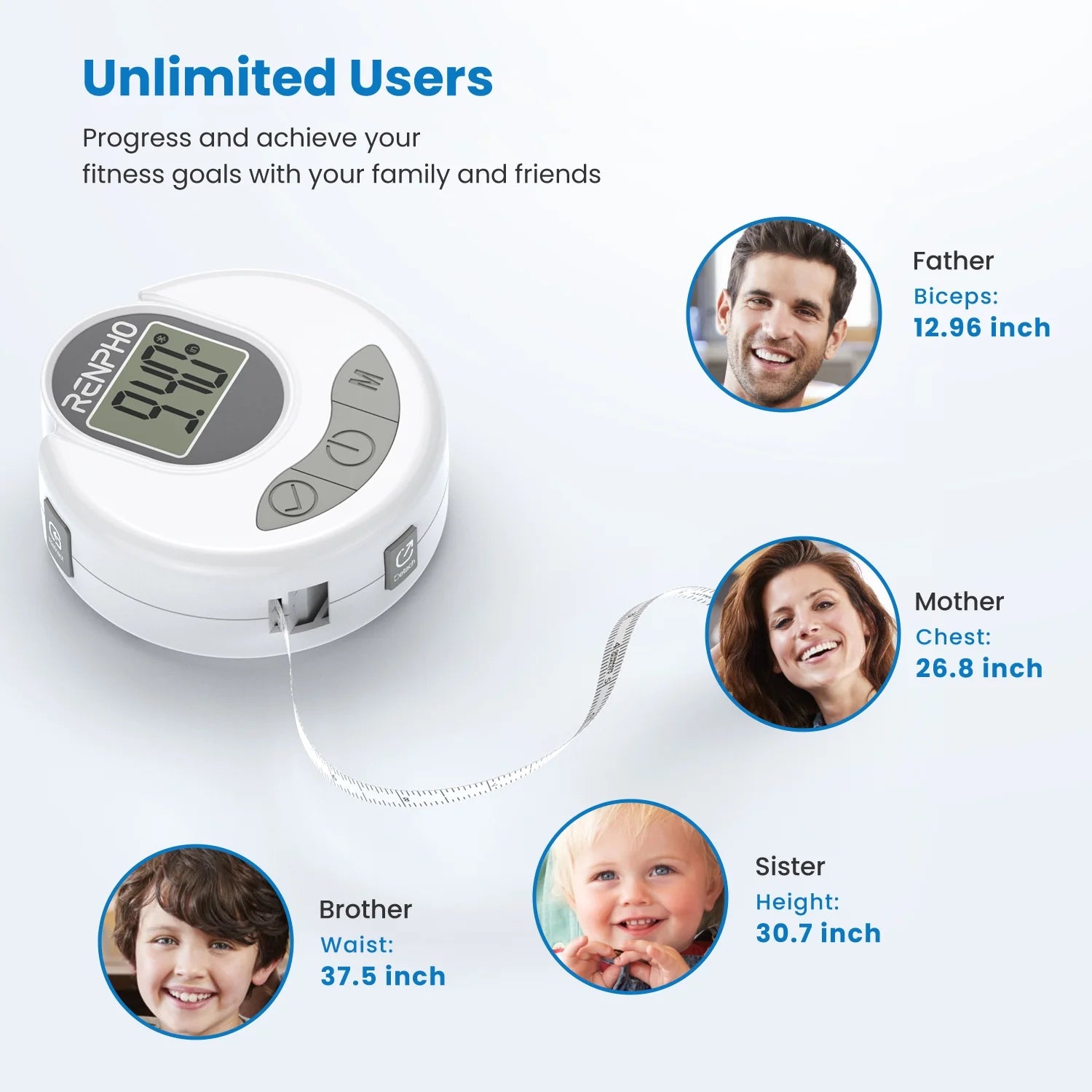 Smart Tape Measure with App, Bluetooth Body Measuring Tape for Body Circumference Monitoring, Mother-To-Be, Bodybuilder