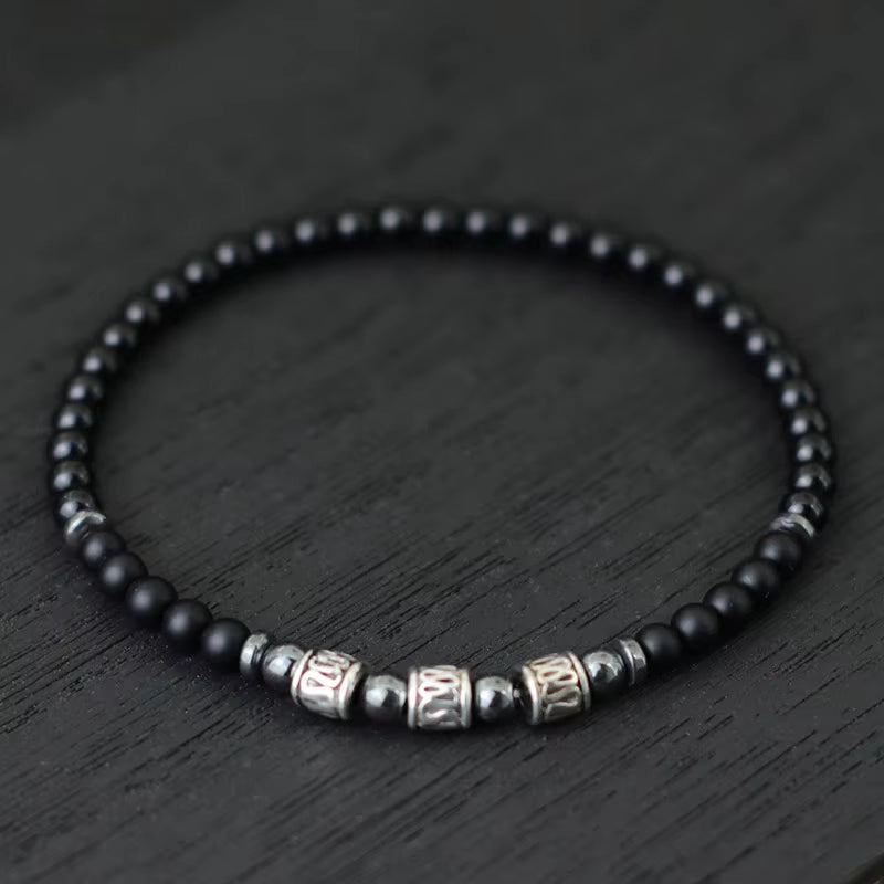 Men 4Mm Stone Bracelet Sanskrit Meditation Yoga Beaded Braclet Casual Jewelry Accessories Pulseira Masculina Gift for Him