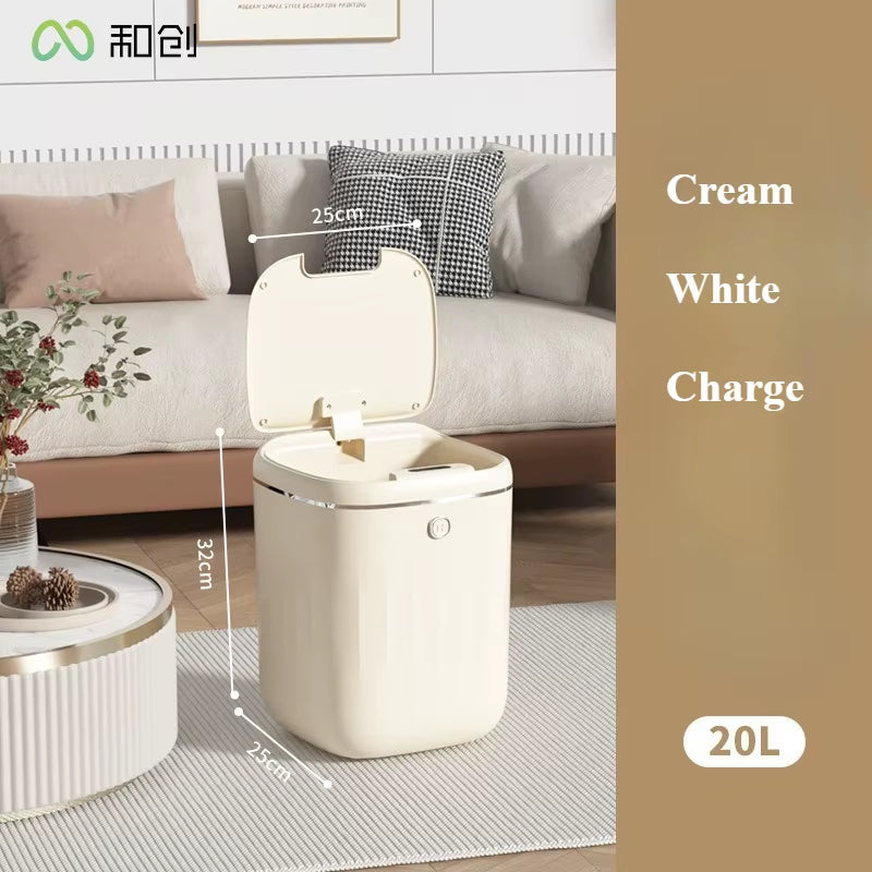 20L Automatic Smart Sensor Trash Can Waterproof Large-Capacity Bathroom Toilet Paper Basket Kitchen Black Trash Bin