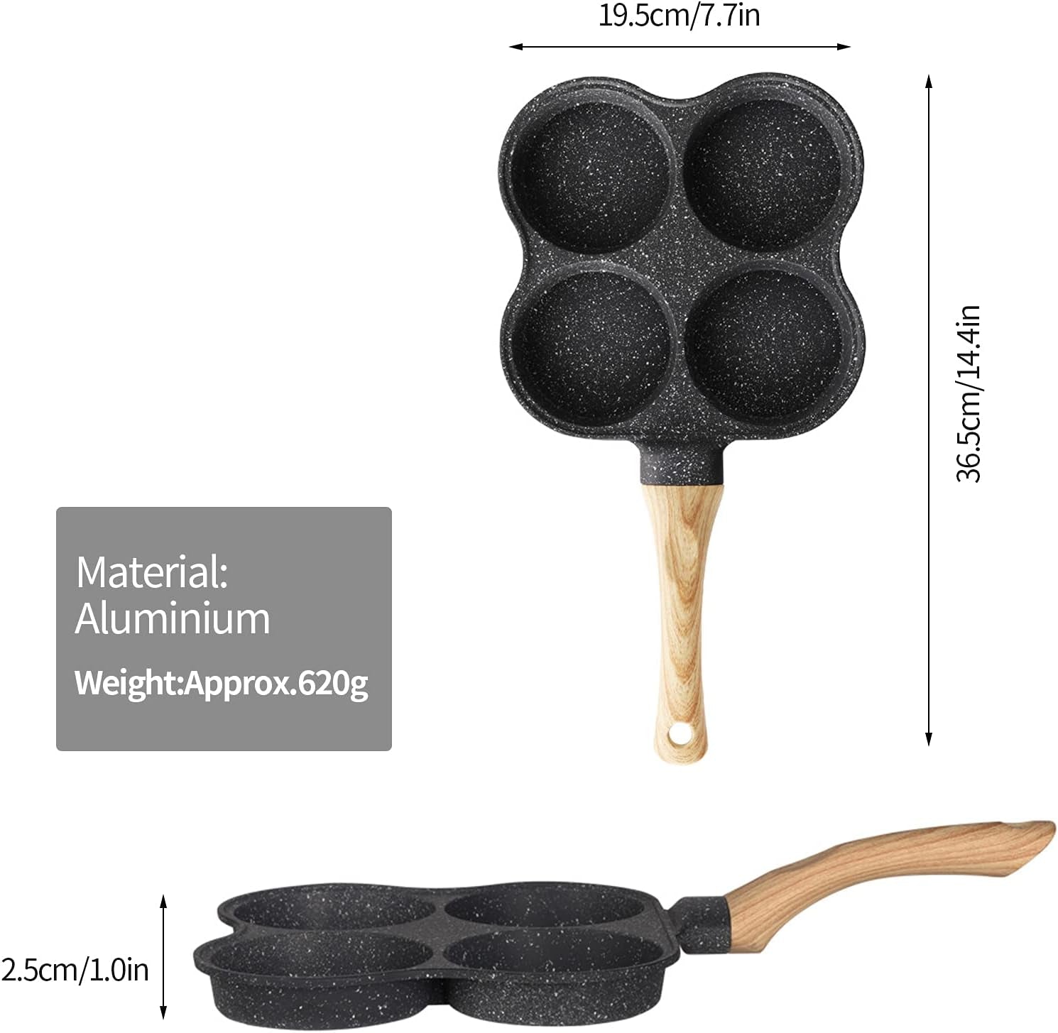 4-Hole Egg Frying Pan 4- Pan Non-Stick Frying Pan 4-Cup Egg Frying Coating Egg Cooker Pan Compatible with All Heat Sources,For Egg Burger/Breakfast Pancake