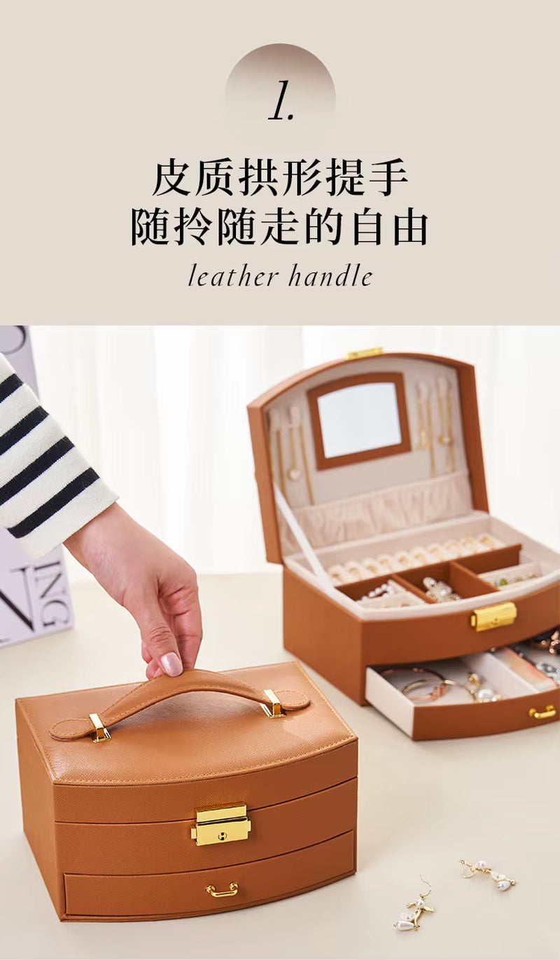 Handheld Luxury Jewelry Box, Multi-Layer Drawer Storage Box, Used for Classifying and Storing Rings, Earrings, Necklaces