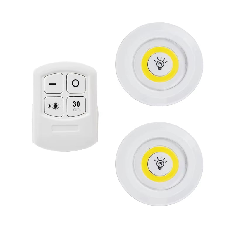 3W Super Bright Cob under Cabinet Light LED Wireless Remote Control Dimmable Wardrobe Night Lamp Home Bedroom Closet Kitchen