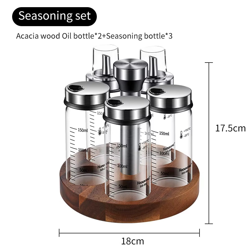 Rotating Seasoning Bottle Set, Kitchen Storage Bottle, Spice Jar Rack, Olive Oil Bottle Set, Pepper Bottle Set, Salt Bottle Set