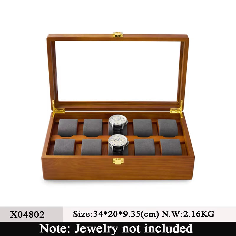 10 Grids Solid Wood Jewelry Organizer Box Watch Holder Storage Case Watch Display Box for Man Women Regalos Para Hombre