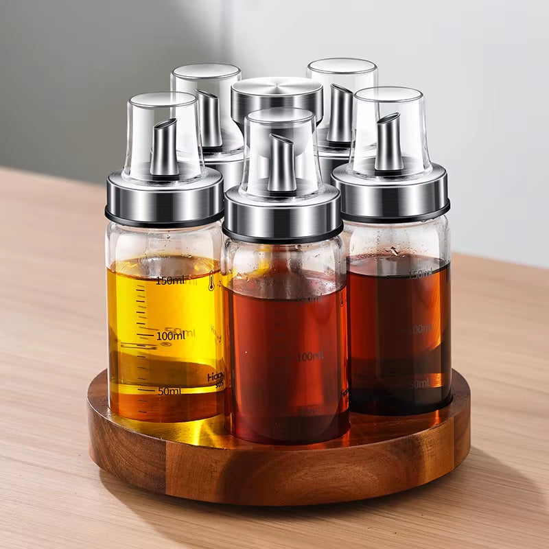 Rotating Seasoning Bottle Set, Kitchen Storage Bottle, Spice Jar Rack, Olive Oil Bottle Set, Pepper Bottle Set, Salt Bottle Set