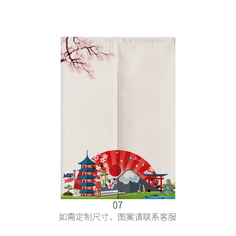 Japanese Ukiyo-E Linen Door Curtain Noren Bedroom Kitchen Curtains Home Entrance Decoration Customizable Curtain