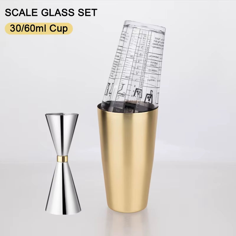 Glass Stainless Steel Cocktail Shaker Mixer Wine Martini Boston Shakers for Bartender Enthusiast Drink Party Bar Tools 500 700ML