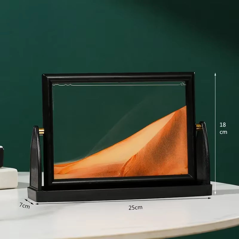 Rotatable Sandscape Moving Sand Art Picture Square Glass 3D in Motion Quicksand Hourglass Creative Flowing Sand Home Decor Gifts