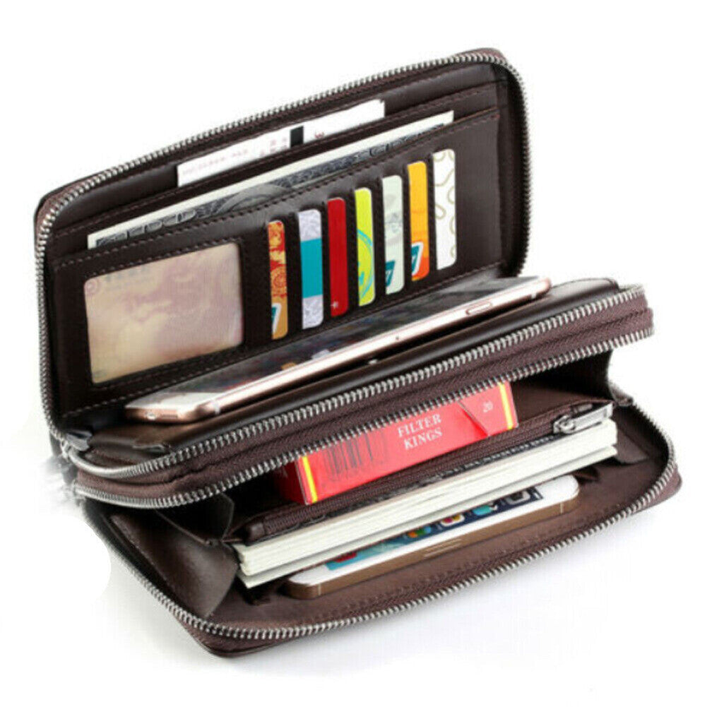 Men'S Leather Wallet Business Clutch Handbag Wallet Purse Mobile Phone Bag USA