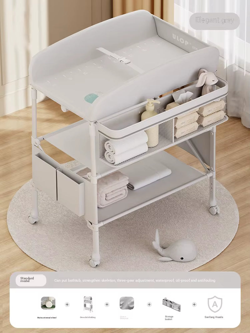 Height Adjustable Multifunctional Foldable Baby Changing Table Portable Infant Diaper Station with Large Storage Waterproof