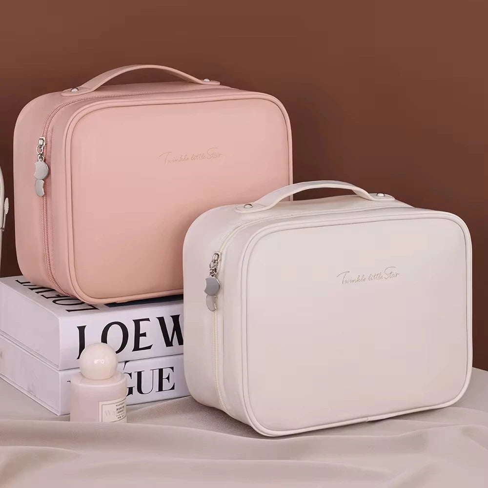 1Pcs Multi-Compartment Toiletry Cosmetics Bag Women Travel Storage Makeup Bag PU Leather Waterproof Make up Bag
