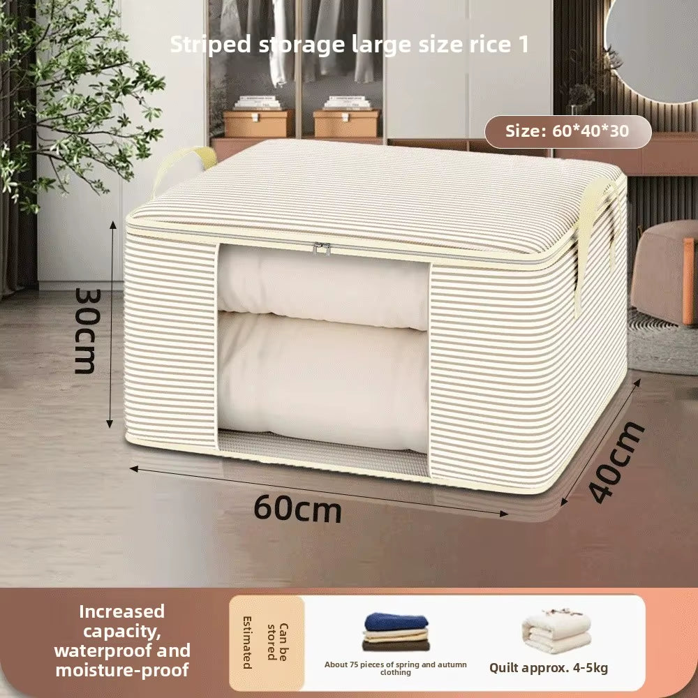 Thickened 120G Cloth Visual Storage Bag Large Capacity Clothes Quilt Home Use Packing Organizer Bag Non-Woven Fabric Box Shape