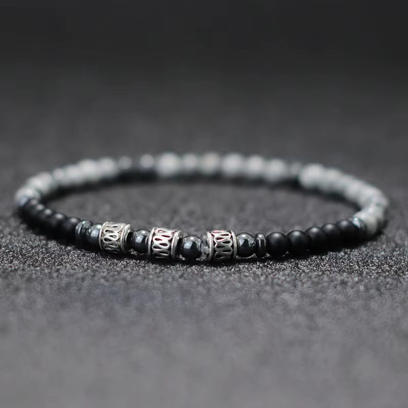 Men 4Mm Stone Bracelet Sanskrit Meditation Yoga Beaded Braclet Casual Jewelry Accessories Pulseira Masculina Gift for Him