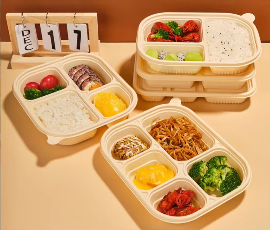 Eco-Friendly Biodegradable Cornstarch Pulp Take Out Food Containers Lunch Salad Meal Storage Boxes