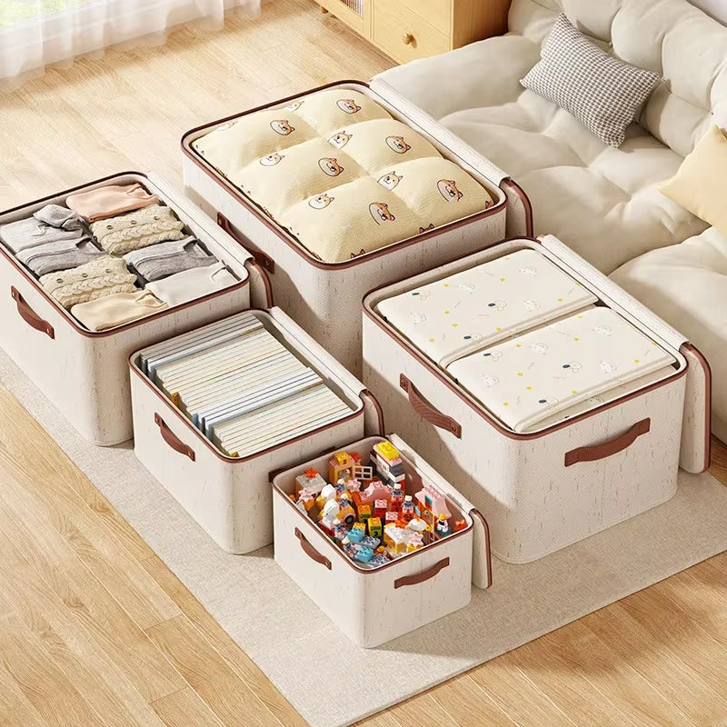 Extremely Large Thicken Clothes Organizer Home Cotton Linen Quilt Pants Sweater Storage Box Bedroom Closet Wardrobe Organizer