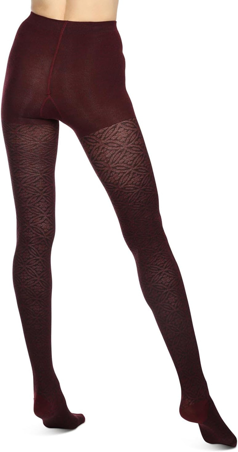 Women'S Flattering Floral and Circular Pattern Sweater Tights