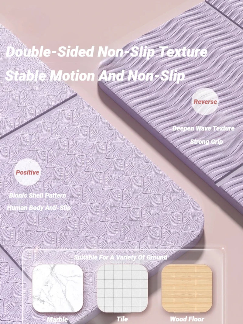 Foldable Yoga Mat Mute Eco Friendly Folding Travel Fitness Exercise Double Sided Non-Slip for Pilates & Floor Workouts Dance