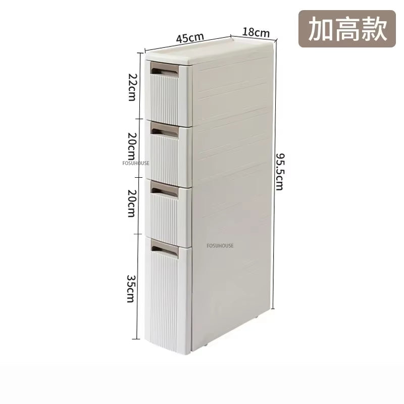 Modern Floor Drawer Type Cabinet Bathroom Storage Cabinet Plastic Narrow Multi-Layer Toilet Corner Large Capacity Storage Shelf