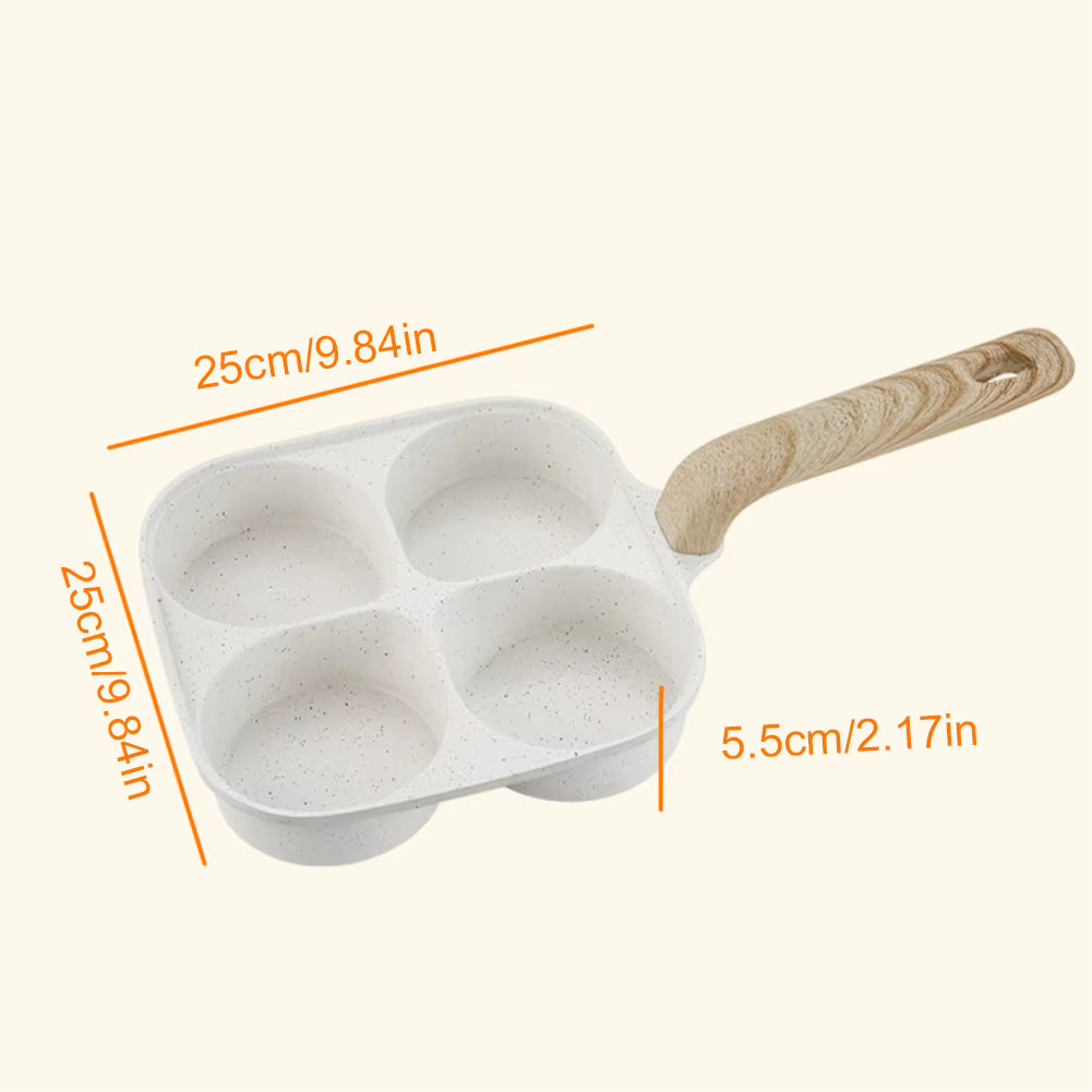 Eco-Friendly Four-Cup Griddle Pan for Breakfast Eggs Pancakes Burgers Nonstick Easy Clean Heat-Resistant Handle for All Stovetop