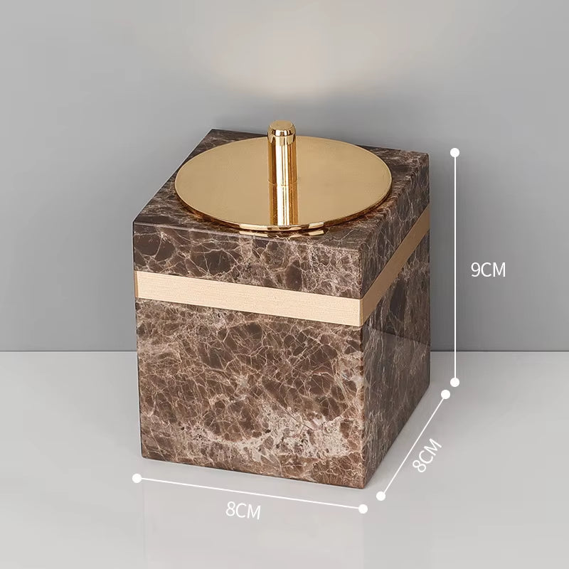 Emperador Dark Natural Marble Bathroom Set Luxury Stone Toothbrush Holder Tooth Mug Soap Dispenser Bathroom Accessories