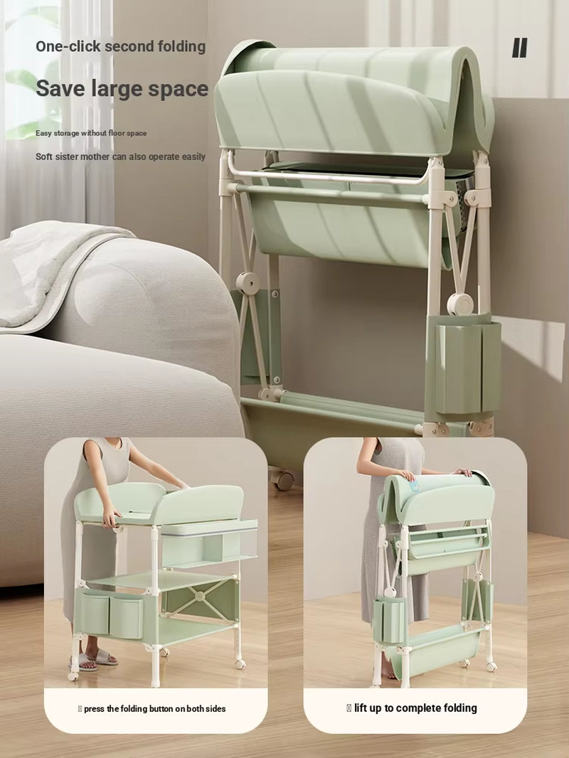 Height Adjustable Multifunctional Foldable Baby Changing Table Portable Infant Diaper Station with Large Storage Waterproof