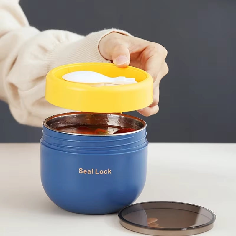 600ML 304 Stainless Steel Soup Noodle Bowls with Lid Microwave Safe Lunch Box Students Office School Reusable Food Container