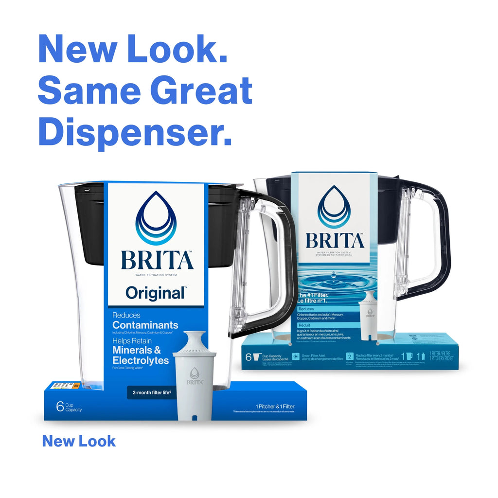 Small 6 Cup Black Denali Water Filter Pitcher with 1  Standard Filter