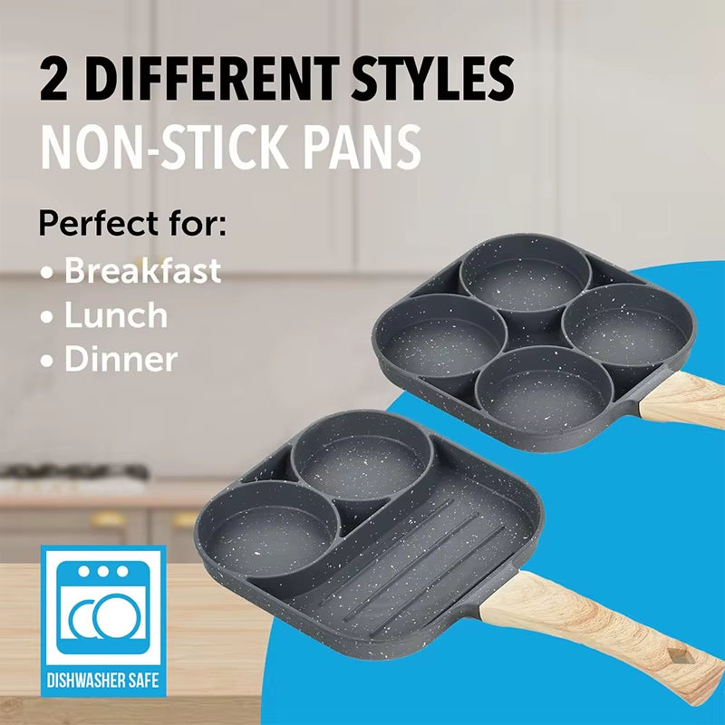 Pancake Egg Frying Pan 4 Cups Omelet Poached Egg Pan for Breakfast Divided Coating with Non Sticking Handle JT888