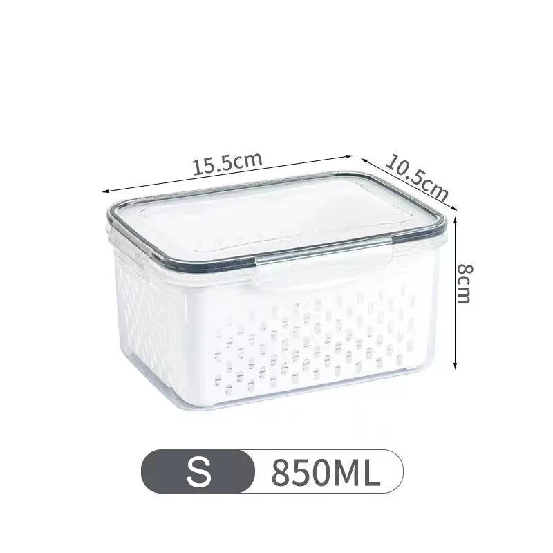 Fresh Vegetable Fruit Boxes Drain Basket Storage Containers Refrigerator Storage Box Fridge Organizer Pantry Kitchen Organizer