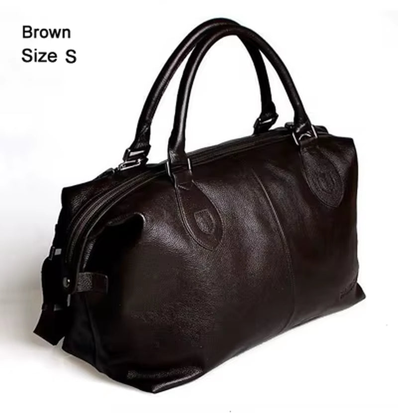 Fashion Genuine Leather Travel Bag Men'S Luggage Bags Large Male Duffle Bag Weekend Women Shoulder Bag Big Tote Handbag Black