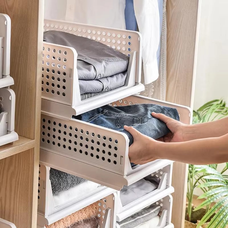 Clothes Storage Drawer High-Capacity Foldable Plastic Storage Box Household Stackable Drawer Organization Household Accessories