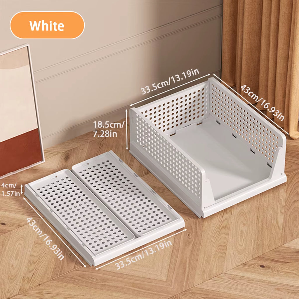 Stackable Storage Basket Plastic Folding Closet Organizers Storage Box Wardrobe Drawer Units Layered Partition Storage Rack