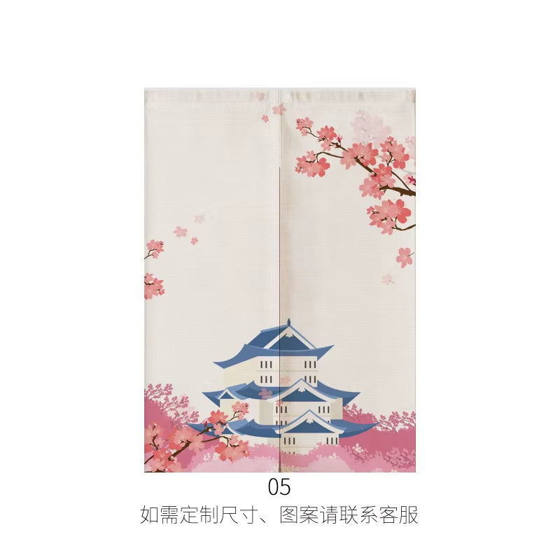Japanese Ukiyo-E Linen Door Curtain Noren Bedroom Kitchen Curtains Home Entrance Decoration Customizable Curtain